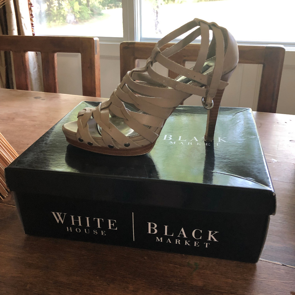 Taupe Strappy Leather Heel